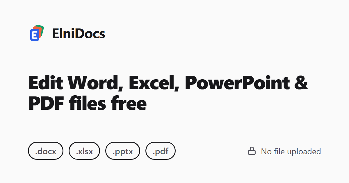 Edit Word, Excel, PowerPoint & PDF files free · ElniDocs